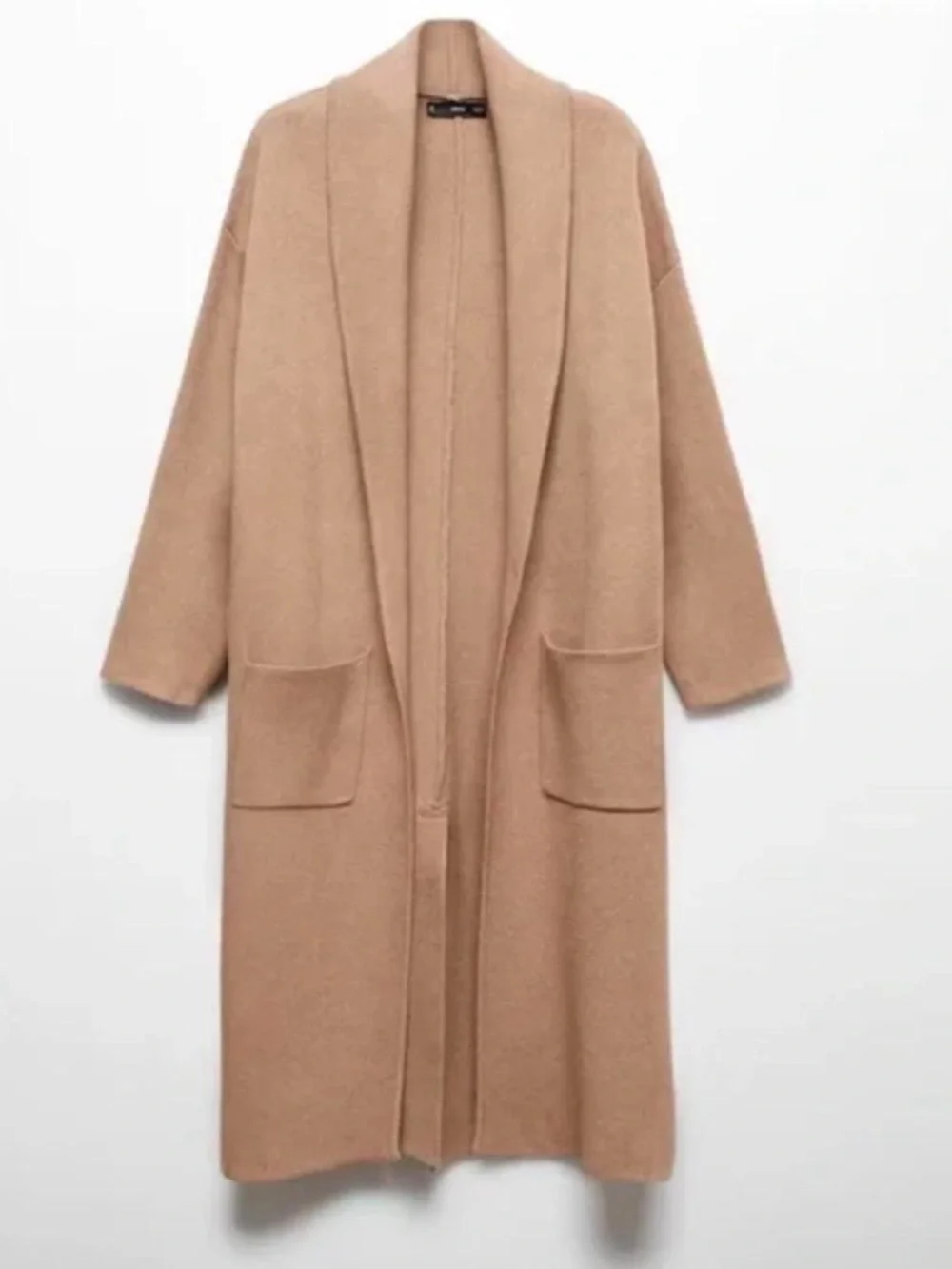 Mango Camel Knit Coatigan, Size XS